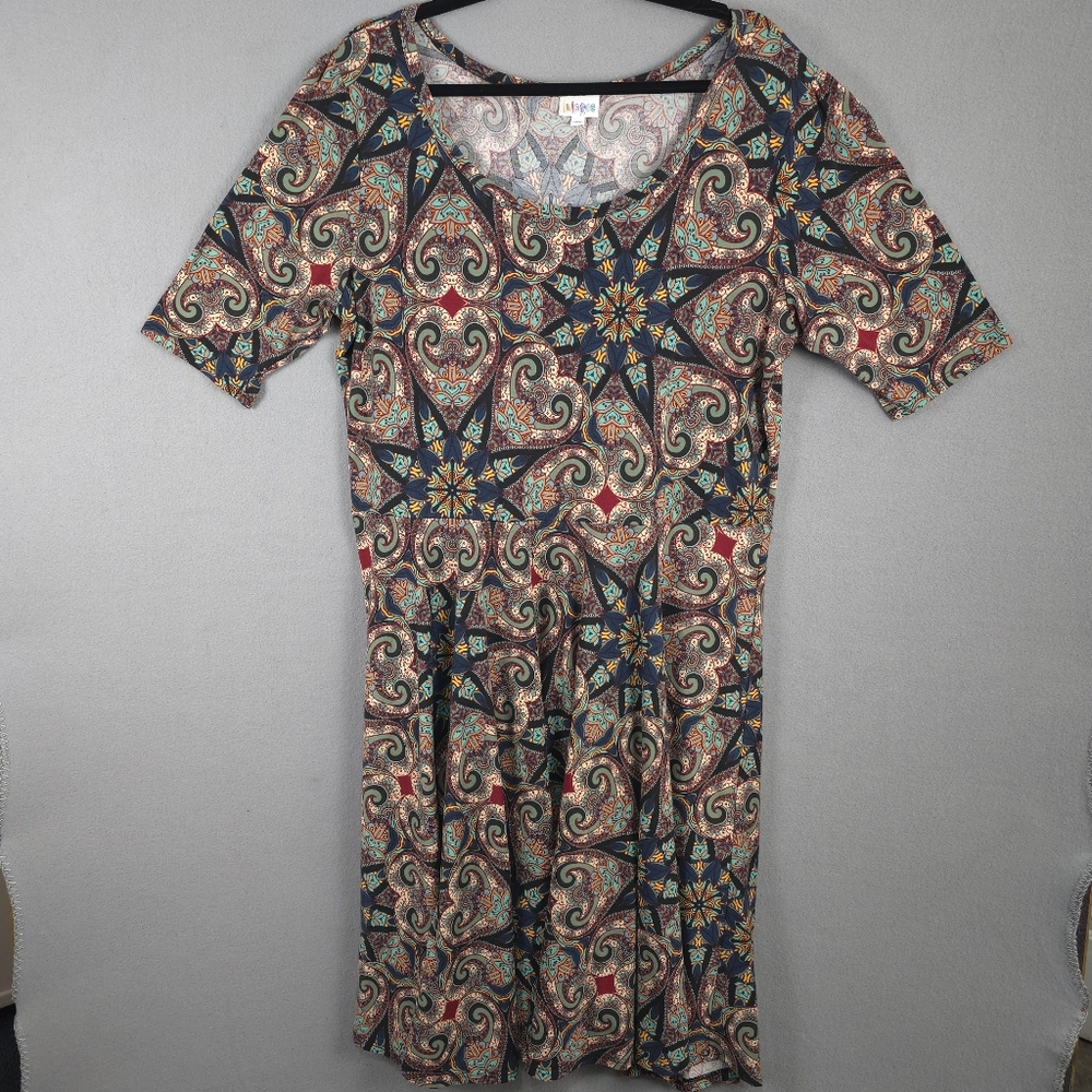 LulaRoe Nicole Plus Size 3X Paisley Fall Colors Women Dress